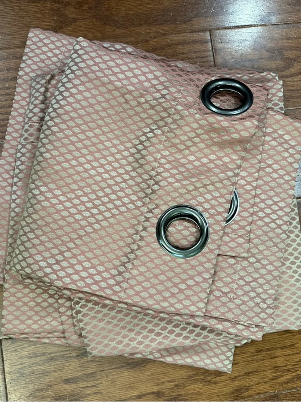 4 -Blush Pink Geometric Grommet Curtain Panel